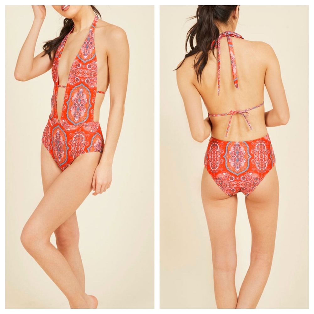 Modcloth High Dive Seaside Splendor One Piece XL